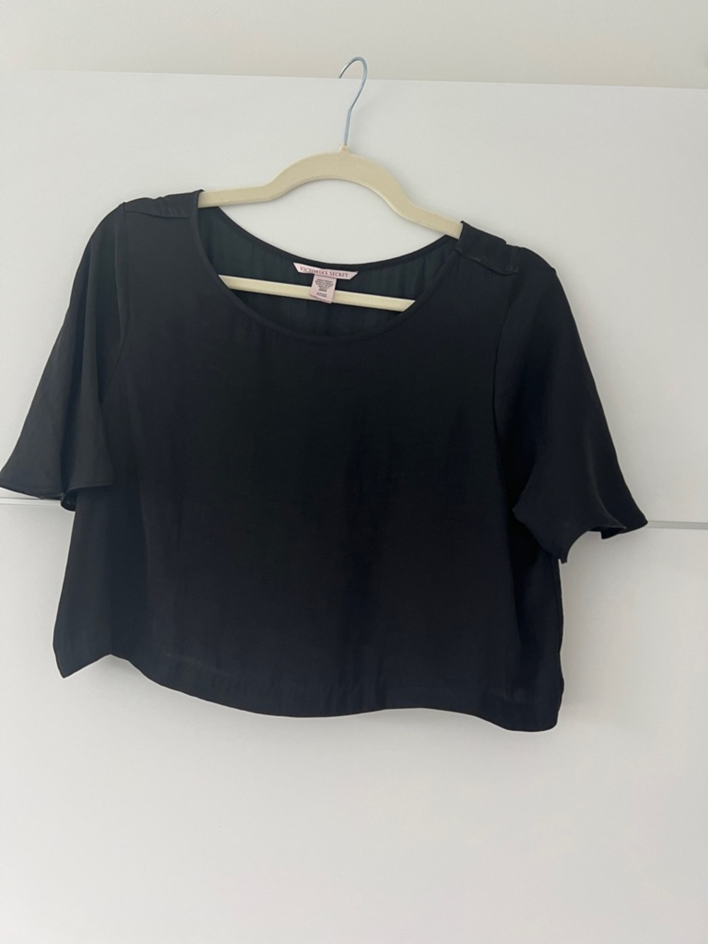 Victoria's Secret Black Short-Sleeve Boxy Top